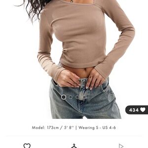 NWOT Women's Tan Long Sleeve Ribbed Asymmetrical Top